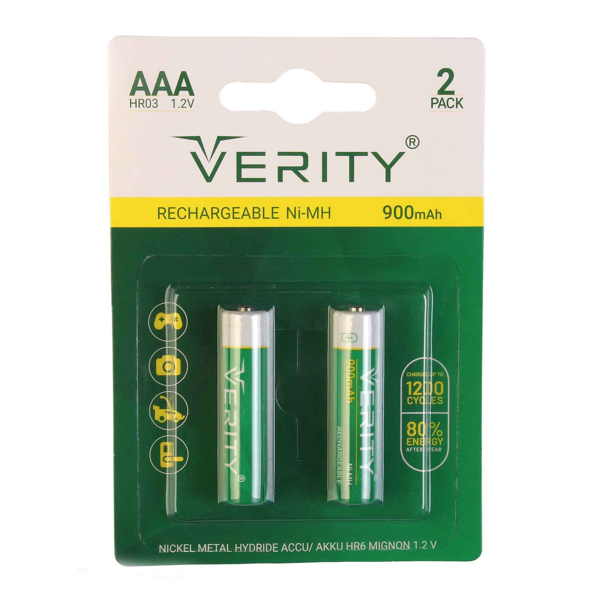 verity hr03 900mah rechargeable aaa batteries