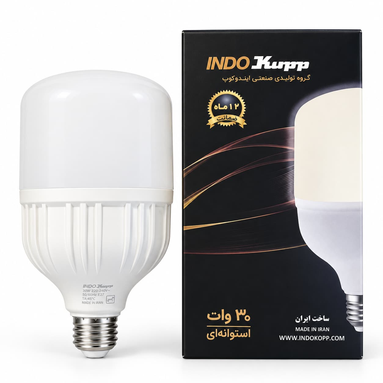 لامپ LED استوانهای 30 وات مهتابی ایندوکوپ